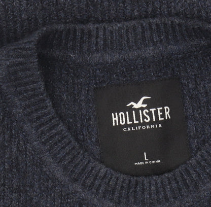 Hollister Men's Blue Pullover Jumper, Size L, Crew Neck