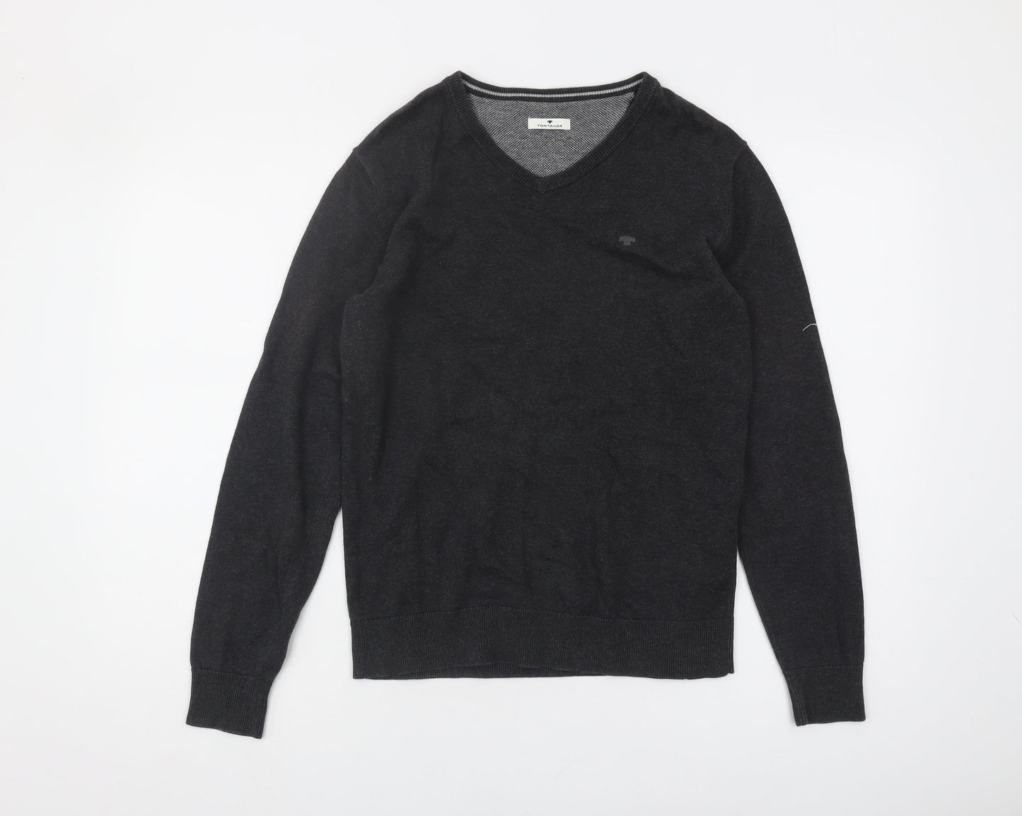 Tom Tailor Men's Black S V-Neck Cotton Pullover Jumper