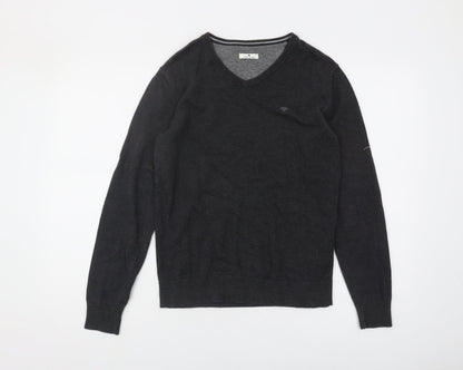 Tom Tailor Men's Black S V-Neck Cotton Pullover Jumper