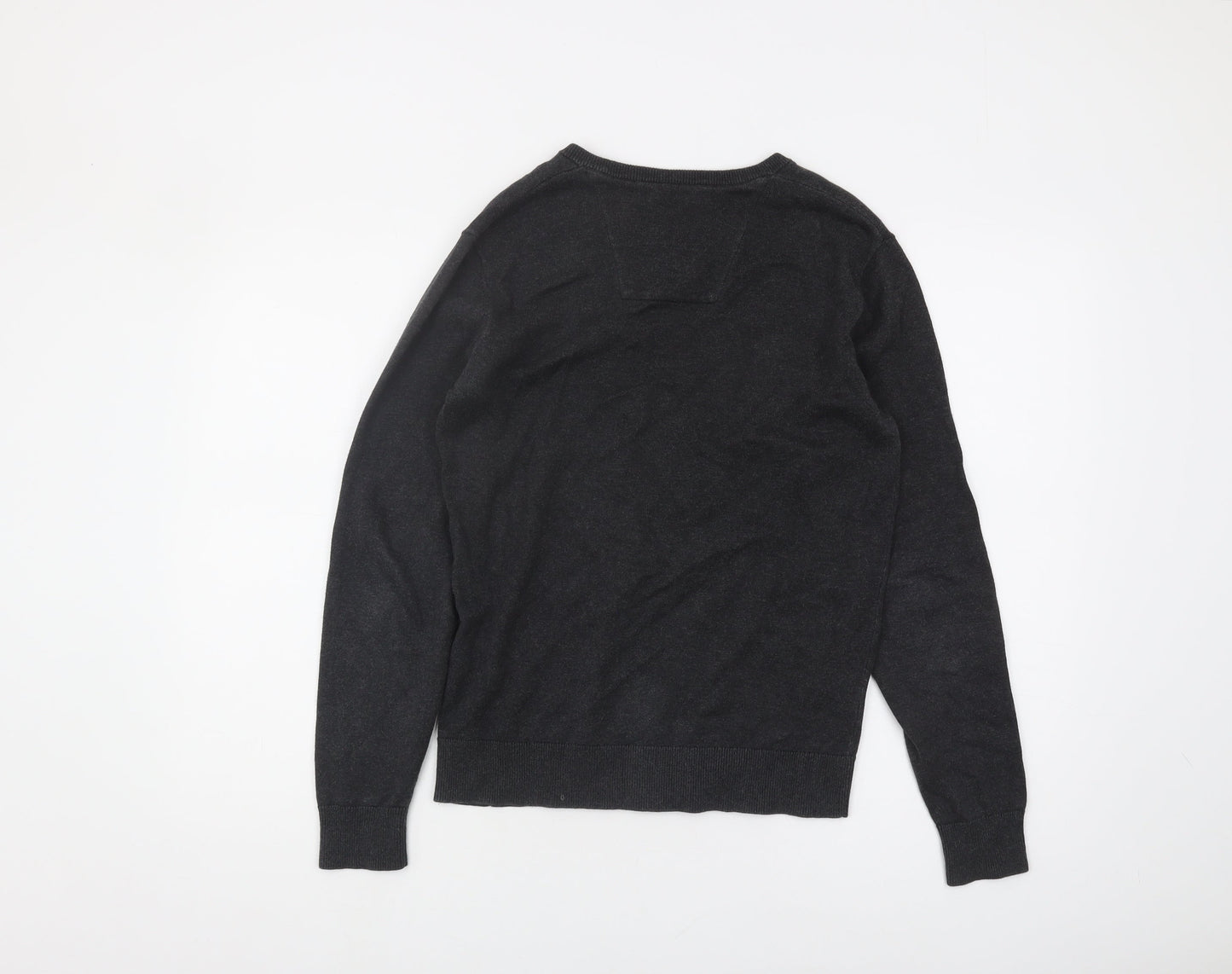 Tom Tailor Men's Black S V-Neck Cotton Pullover Jumper