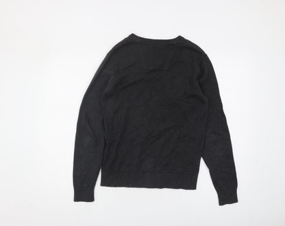 Tom Tailor Men's Black S V-Neck Cotton Pullover Jumper