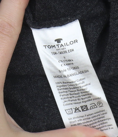 Tom Tailor Men's Black S V-Neck Cotton Pullover Jumper