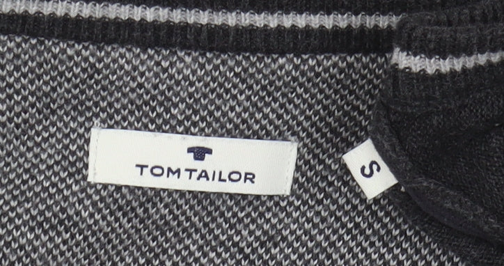 Tom Tailor Men's Black S V-Neck Cotton Pullover Jumper