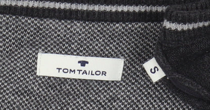 Tom Tailor Men's Black S V-Neck Cotton Pullover Jumper