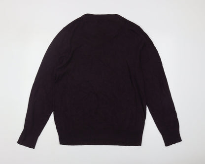 Fat Face Men's Purple V-Neck Pullover Jumper L