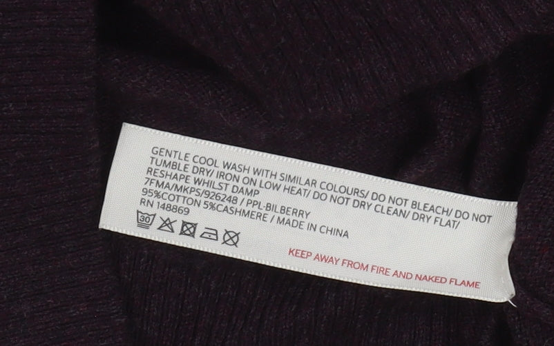 Fat Face Men's Purple V-Neck Pullover Jumper L