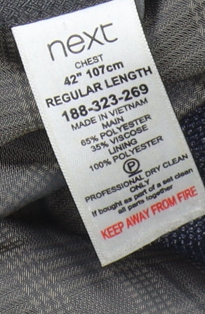 Mens UK Size 42 NEXT Regular Blue Suit Jacket