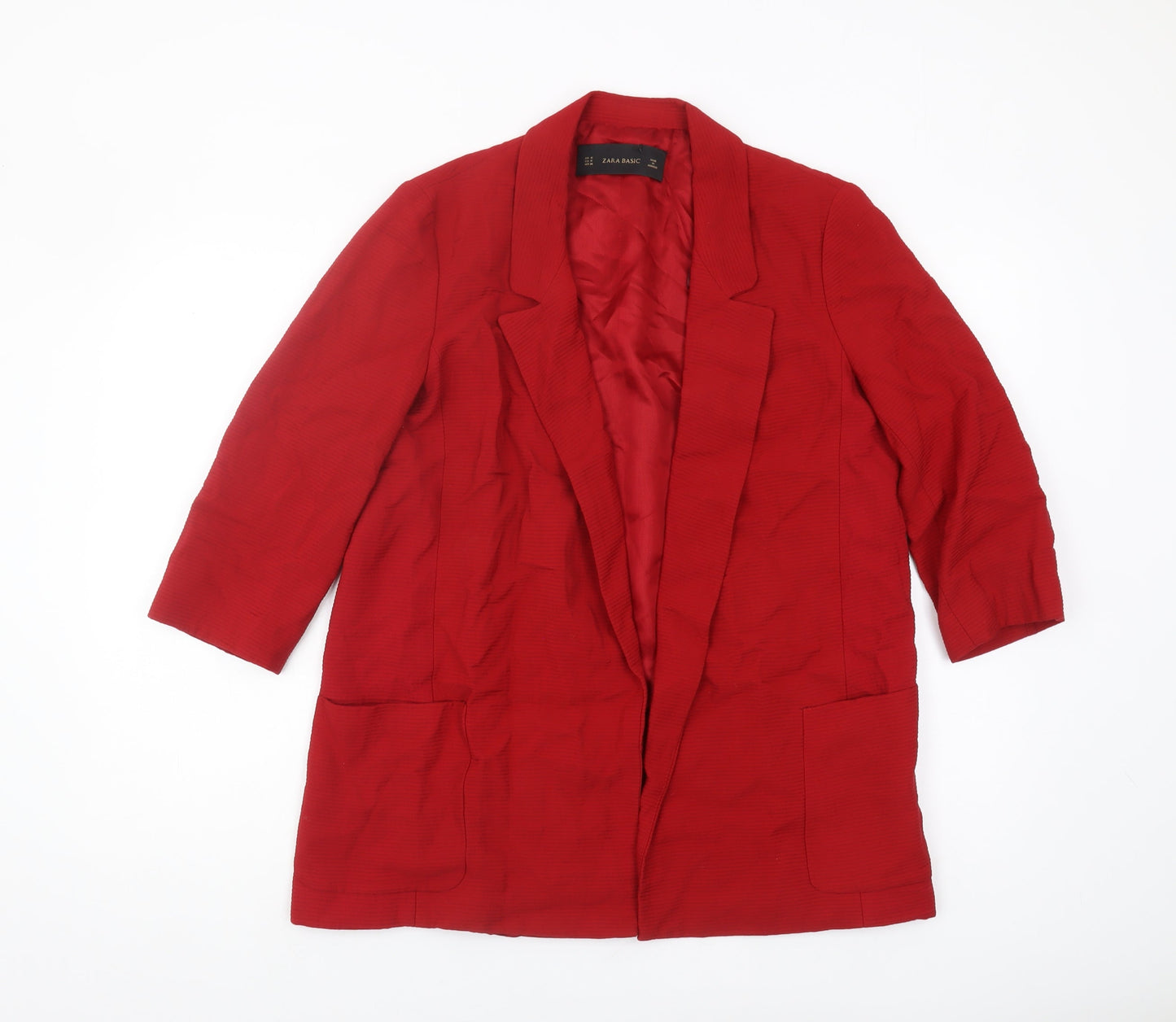 Zara Women's Red Blazer, Size 12, Viscose-Cotton Blend