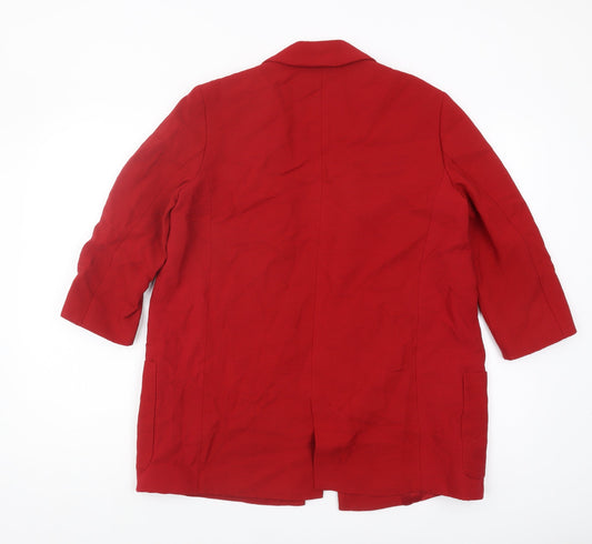 Zara Women's Red Blazer, Size 12, Viscose-Cotton Blend