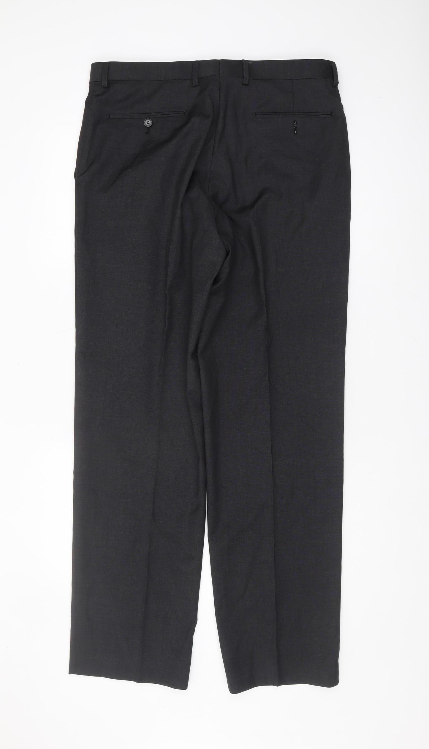 Marks & Spencer Men's Grey Wool Trousers, Size 34