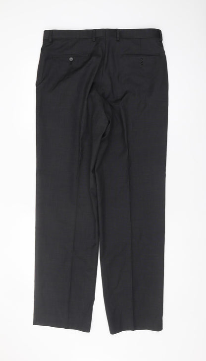 Marks & Spencer Men's Grey Wool Trousers, Size 34