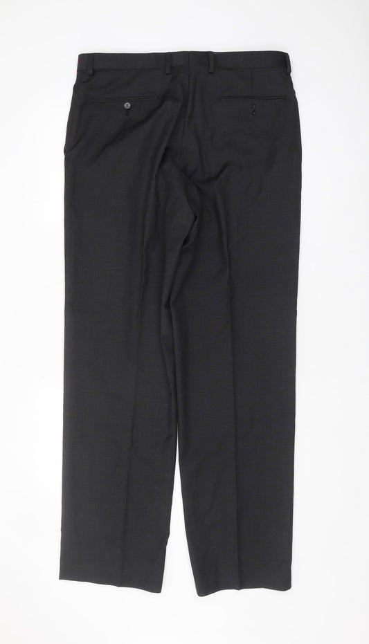 Marks & Spencer Men's Grey Wool Trousers, Size 34