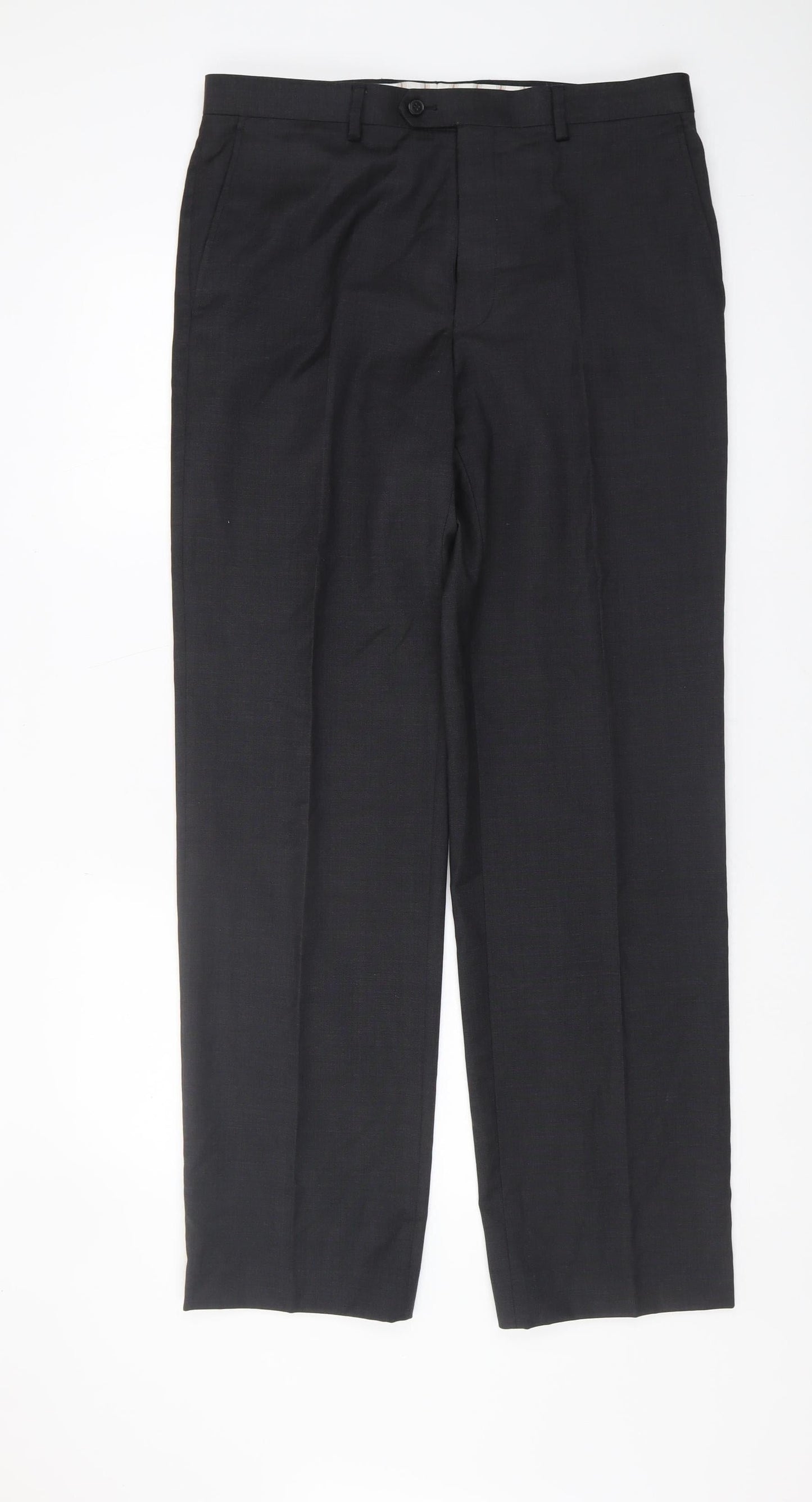 Marks & Spencer Men's Grey Wool Trousers, Size 34