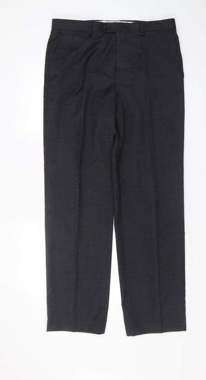 Marks & Spencer Men's Grey Wool Trousers, Size 34