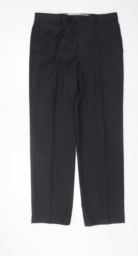 Marks & Spencer Men's Grey Wool Trousers, Size 34