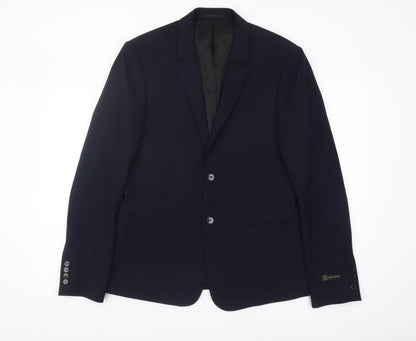 Mens UK Size 40 River Island Regular Blue Suit Jacket