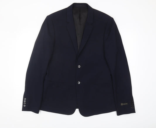 Mens UK Size 40 River Island Regular Blue Suit Jacket