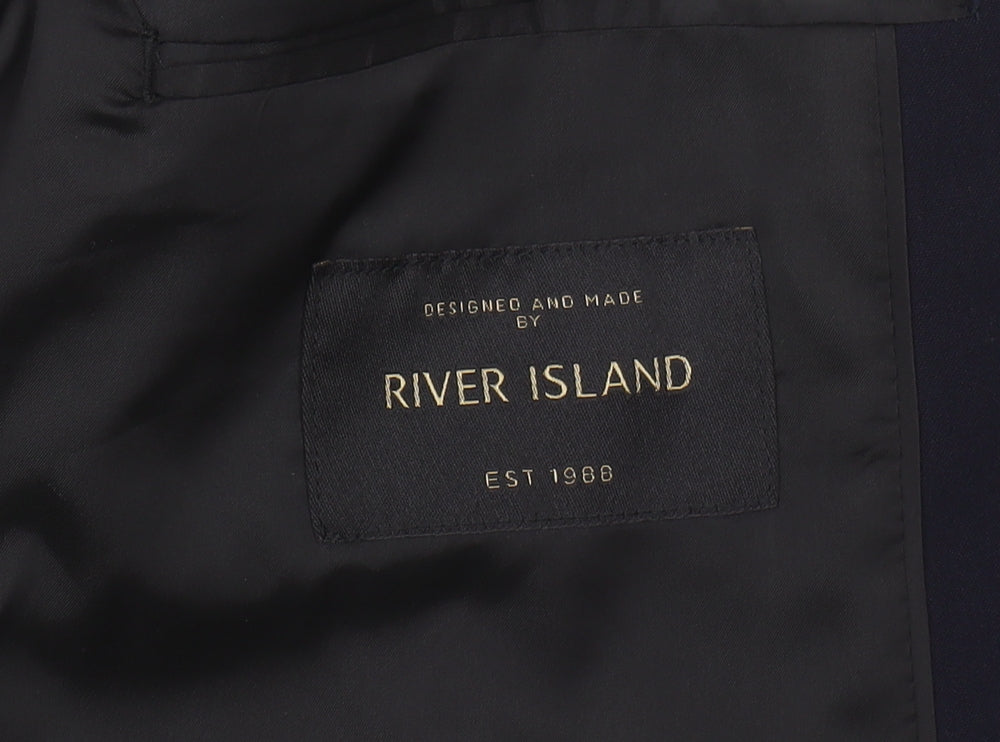 Mens UK Size 40 River Island Regular Blue Suit Jacket
