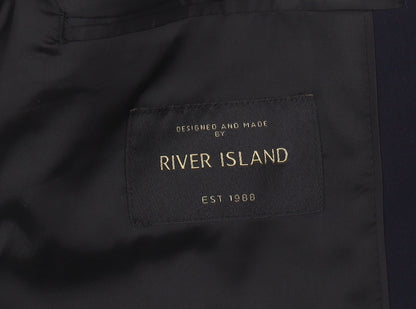 Mens UK Size 40 River Island Regular Blue Suit Jacket