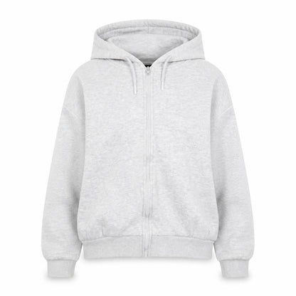 Front view of Mckenzie unisex grey full zip hoodie, size 16