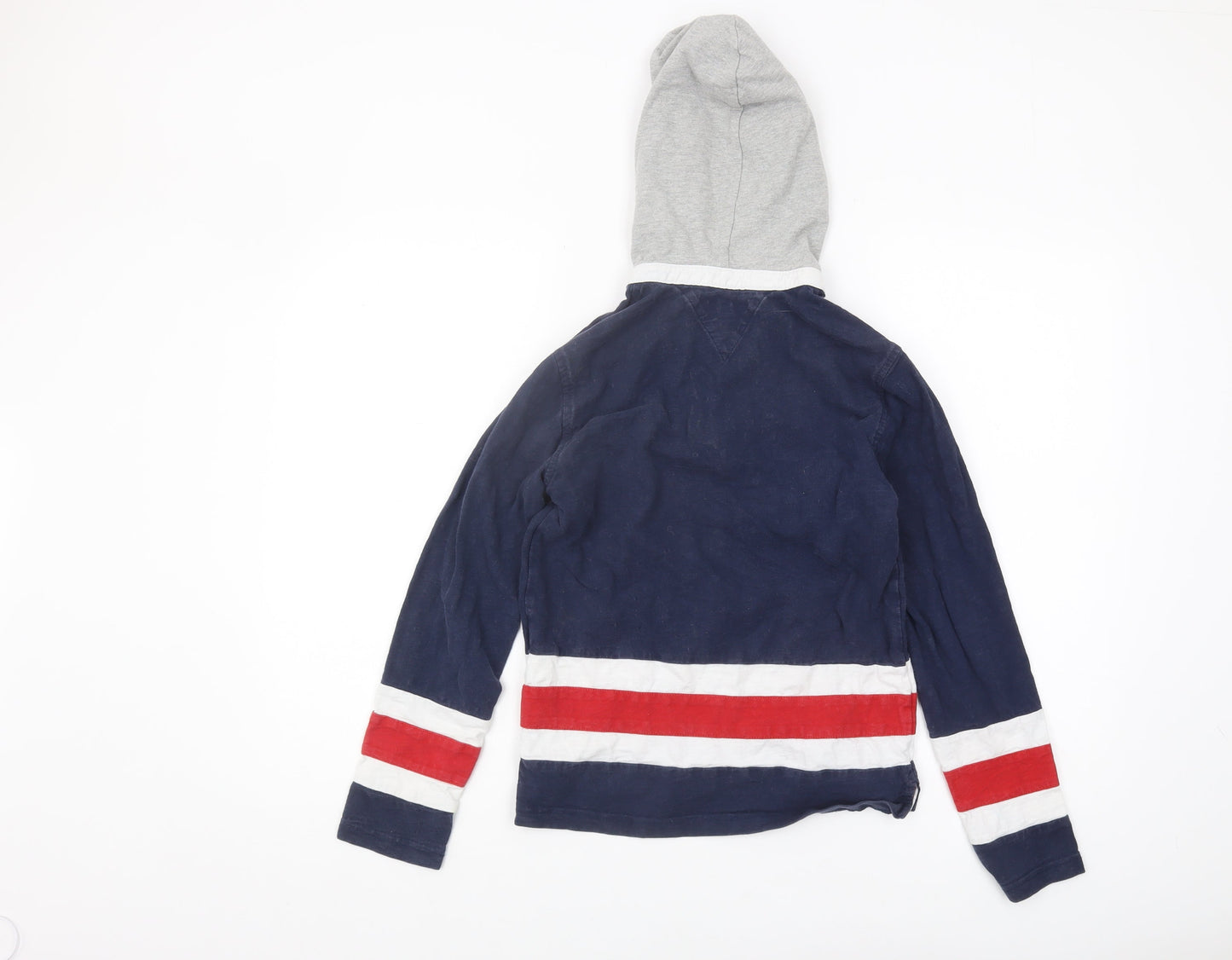 Tommy Hilfiger Boys Blue Hoodie, Size L, Logo Striped Design
