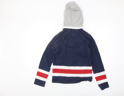 Tommy Hilfiger Boys Blue Hoodie, Size L, Logo Striped Design
