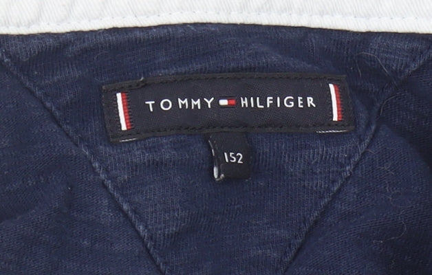Tommy Hilfiger Boys Blue Hoodie, Size L, Logo Striped Design