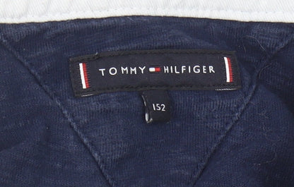 Tommy Hilfiger Boys Blue Hoodie, Size L, Logo Striped Design