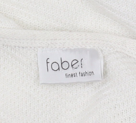 Faber Women's White Geometric Studded 3/4 Sleeve T-Shirt
