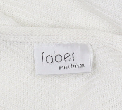 Faber Women's White Geometric Studded 3/4 Sleeve T-Shirt