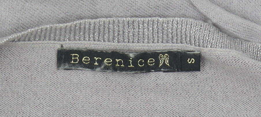 Berenice Women's Grey V-Neck Sequin Pullover, Size S