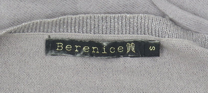 Berenice Women's Grey V-Neck Sequin Pullover, Size S