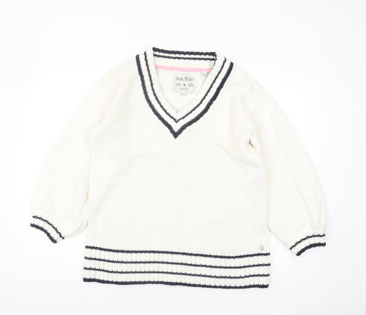 Jack Wills Women's Ivory V-Neck Pullover Jumper Size 12
