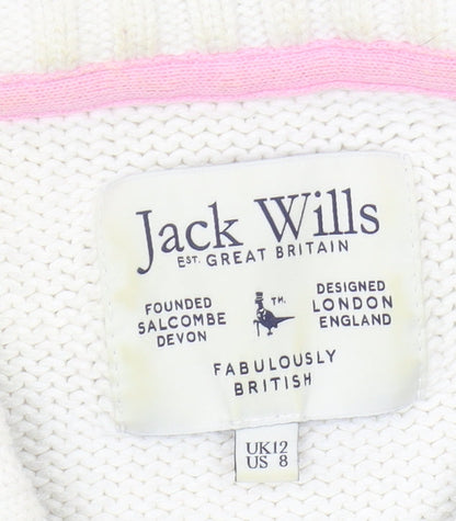 Jack Wills Women's Ivory V-Neck Pullover Jumper Size 12