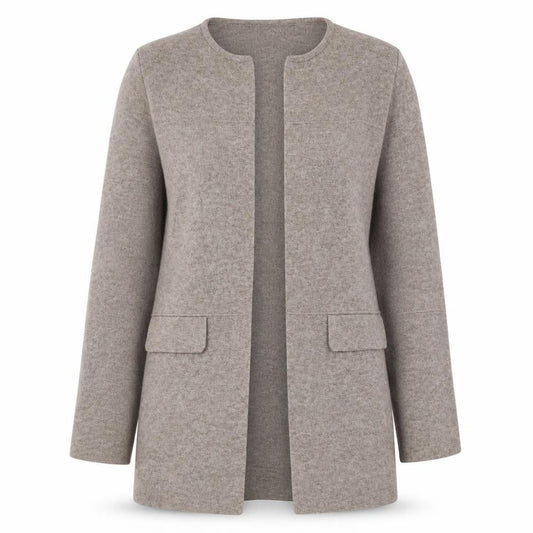 Front view of Sfera Women's Beige Cardigan, size 8, Wool Blend, Casual