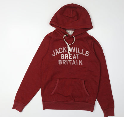 Mens UK Size XS Jack Wills Red Pullover Hoodie