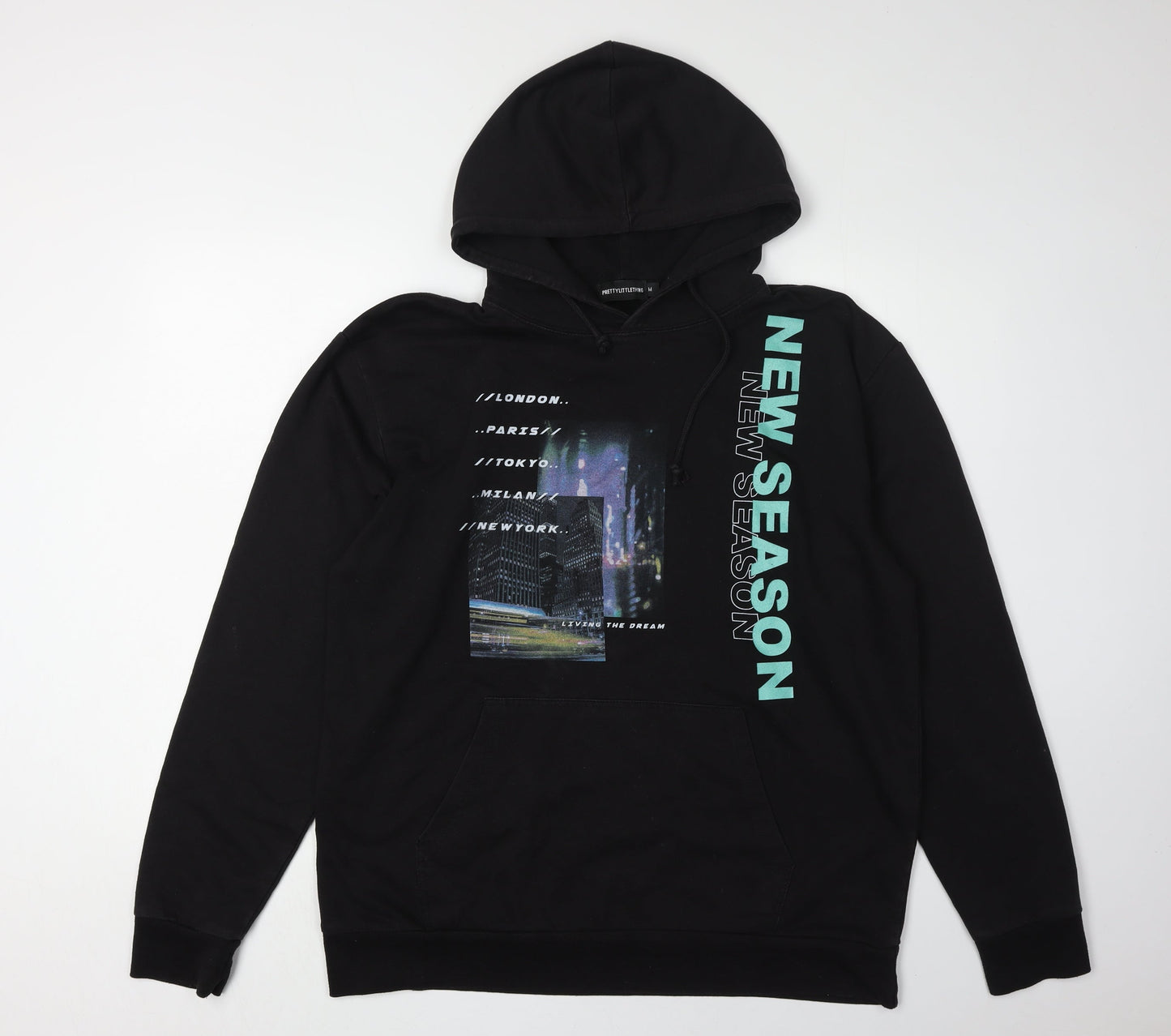 PrettyLittleThing Women's Black Pullover Hoodie M