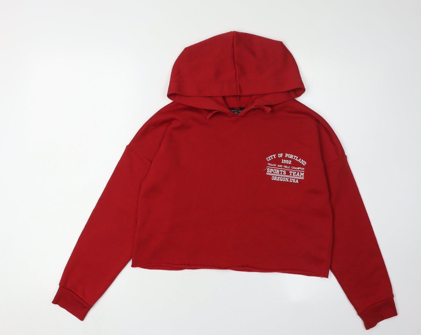 New Look Girls Red Hoodie 12-13 Years Pullover Casual Logo