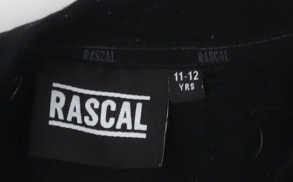 Rascal Boys Black Sweatshirt, 11-12 Years, Pullover Logo