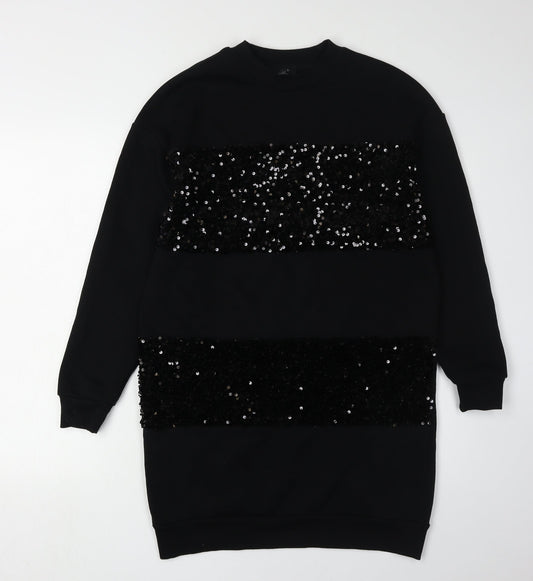 River Island Women's Black XS Sequin T-Shirt Dress