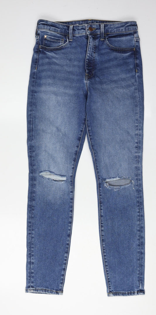 H&M Men's Blue Distressed Skinny Jeans M
