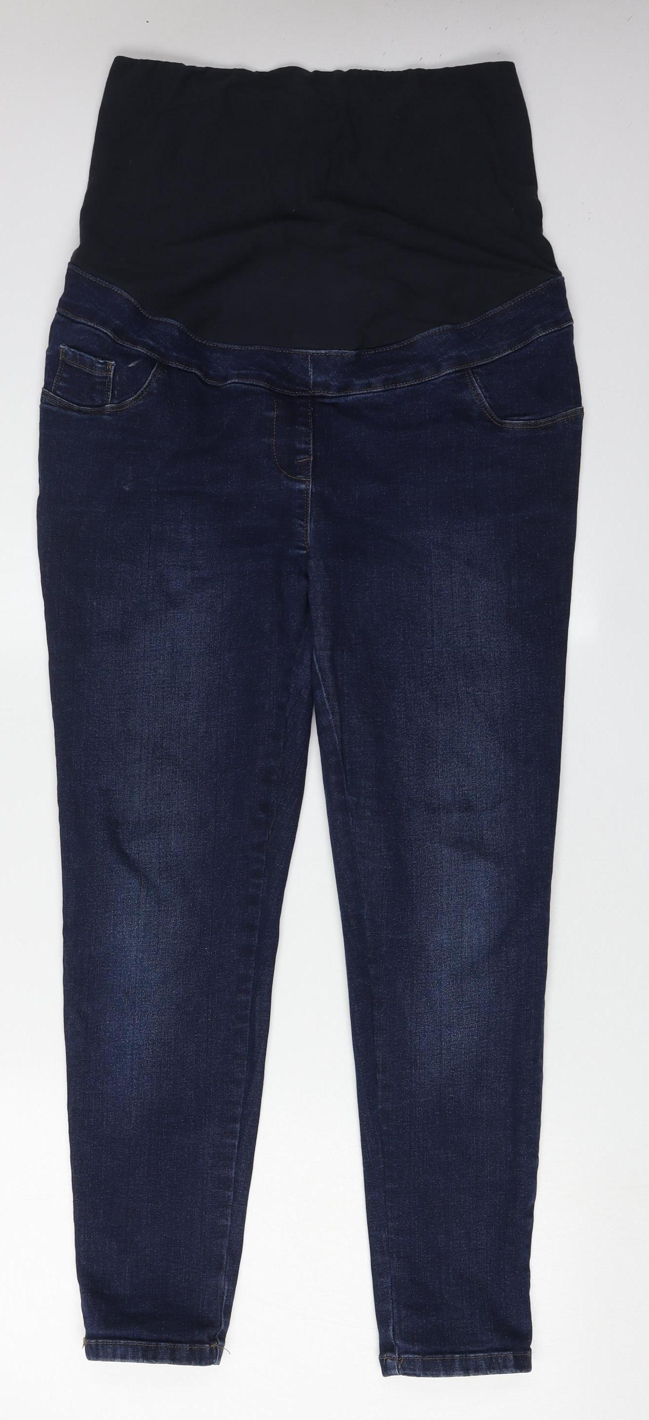 Next Women's Blue Distressed Jeans, Size 14, Regular Fit