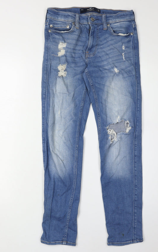Hollister Women's Blue Skinny Distressed Jeans - Size 8