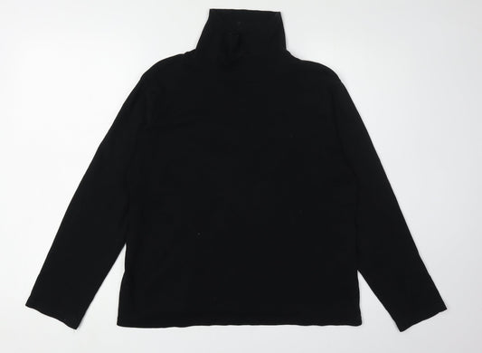 Isle Women's Black Roll Neck Long Sleeve T-Shirt Size 14