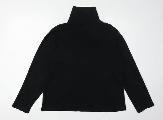 Isle Women's Black Roll Neck Long Sleeve T-Shirt Size 14
