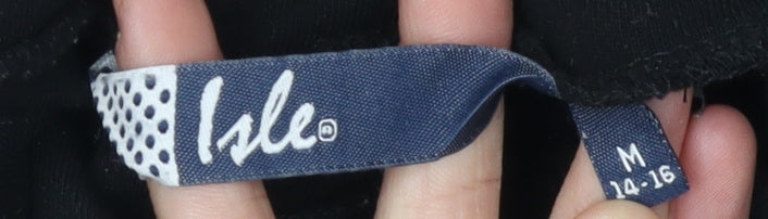 Isle Women's Black Roll Neck Long Sleeve T-Shirt Size 14