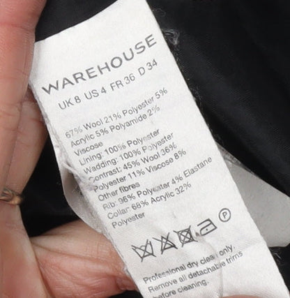 Womens UK Size 8 Warehouse Black Overcoat