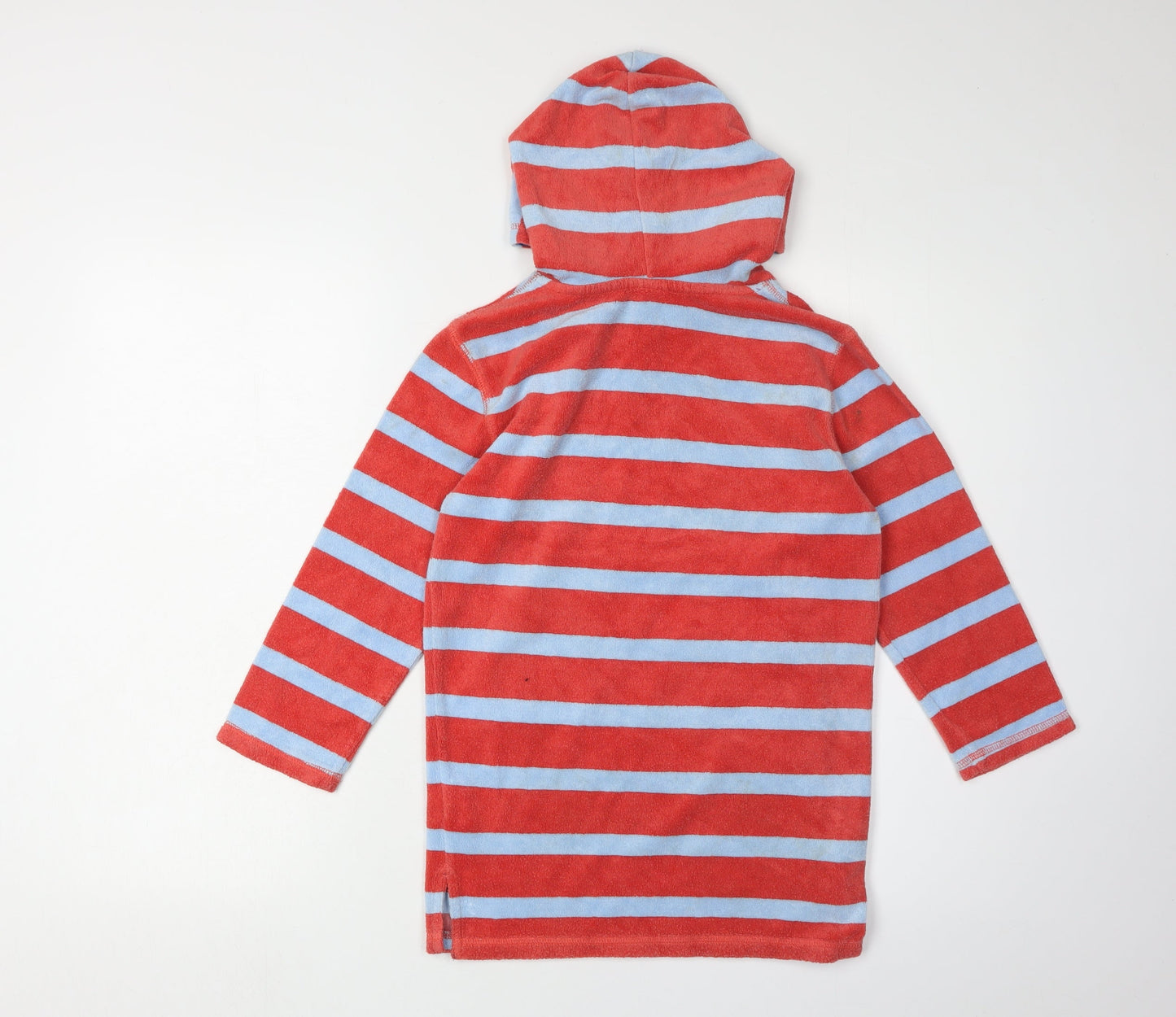 Mini Boden Boys Red Blue Striped Hoodie 6-7 Years