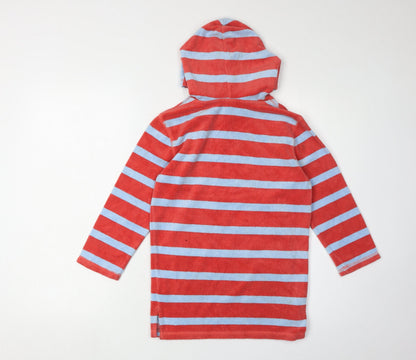 Mini Boden Boys Red Blue Striped Hoodie 6-7 Years