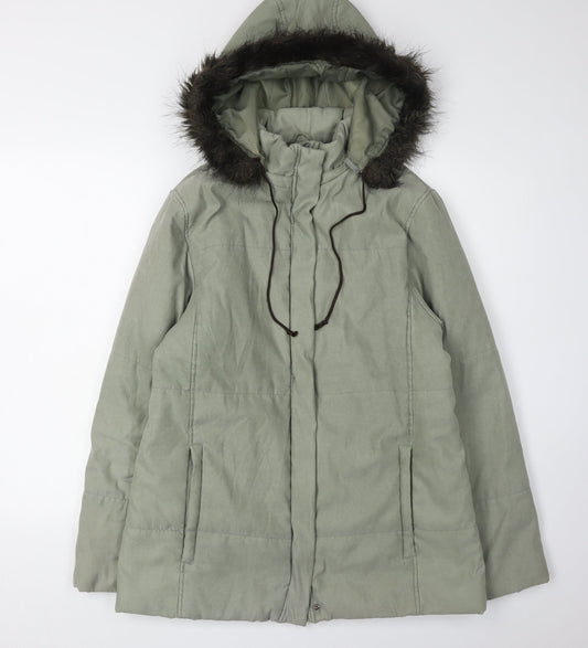 Womens UK Size 12 Debenhams Green Parka Coat